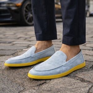 NEW Calò Suede Loafers Light Blue Men’s Made in Italy Size 10